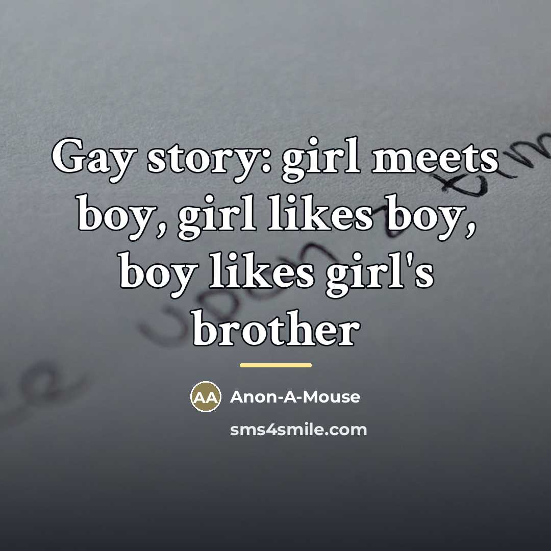 “Gay story: girl meets boy, girl likes boy, boy likes…” quote by Anon-A-Mouse