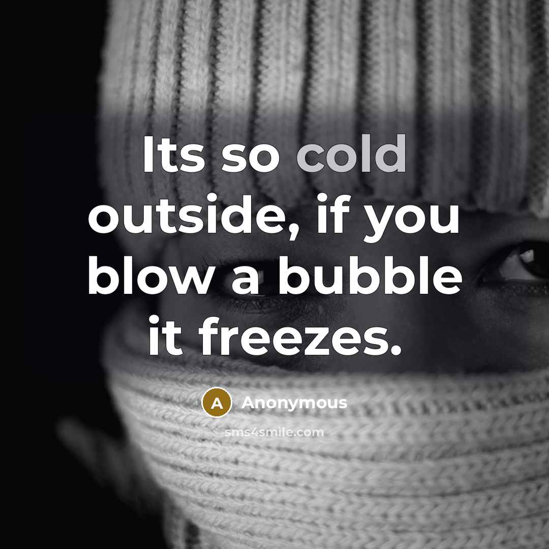 “Its so cold outside, if you blow a bubble it freezes.” quote by Anonymous