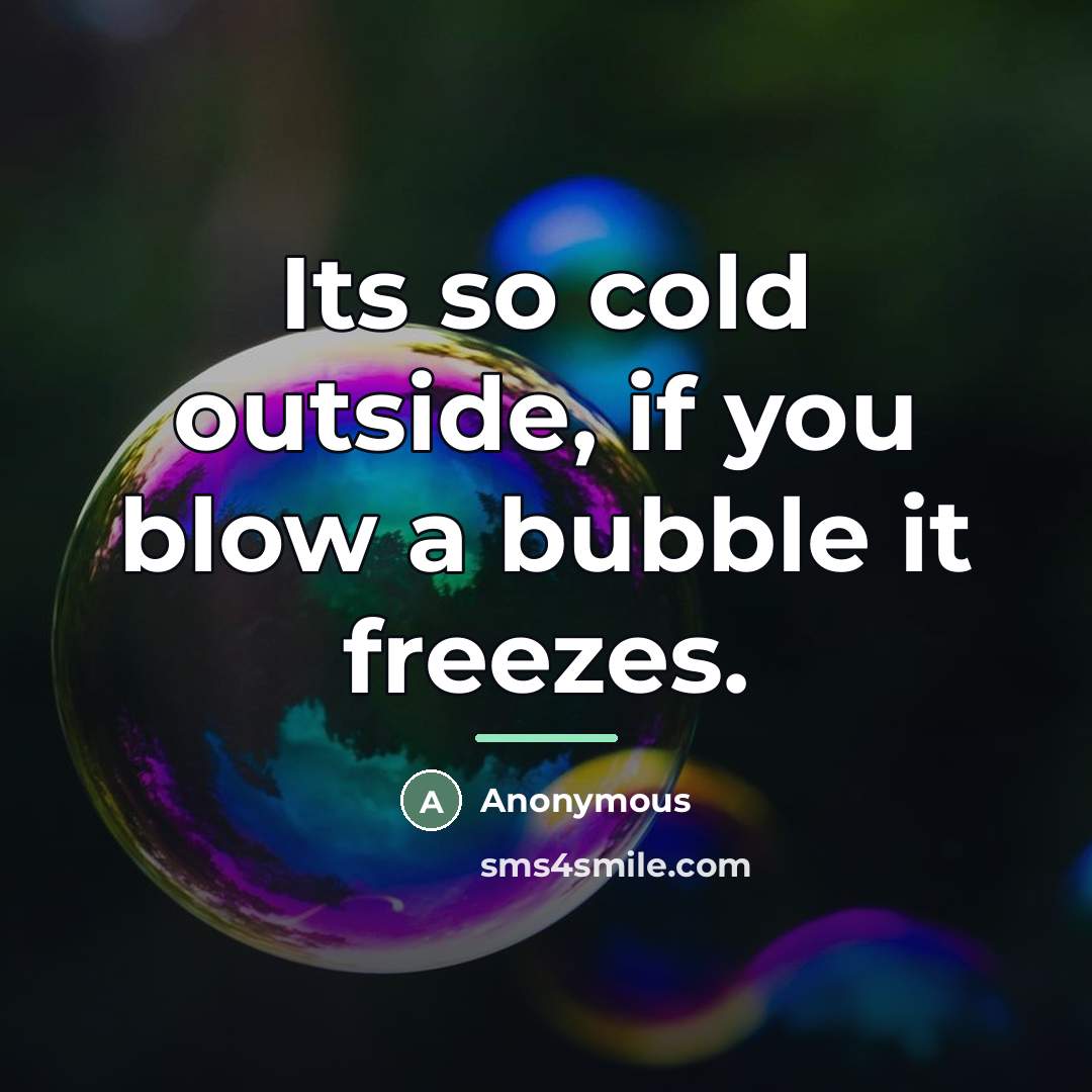 “Its so cold outside, if you blow a bubble it…” quote by Anonymous