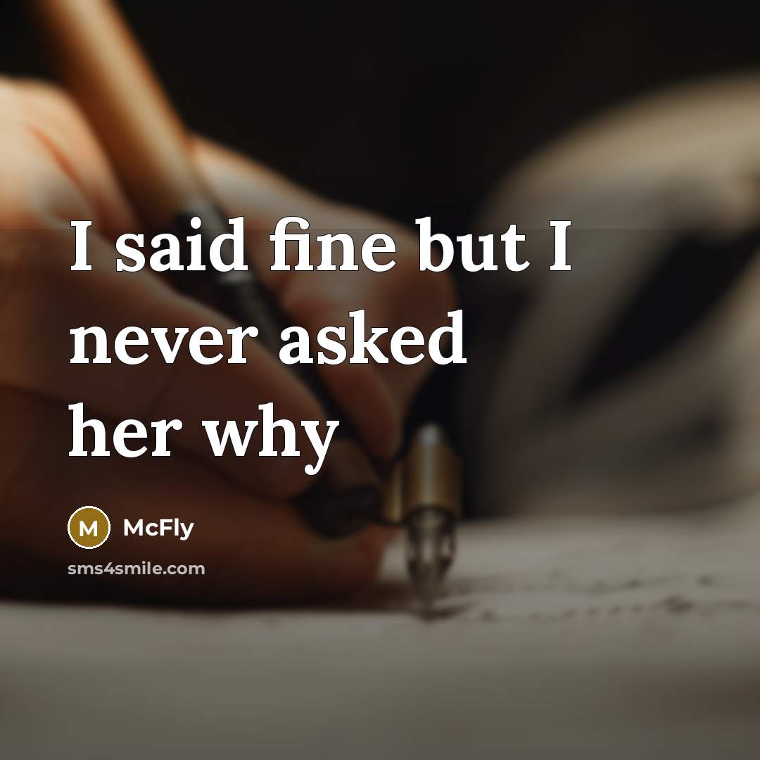 “I said fine but I never asked her why…” quote by McFly