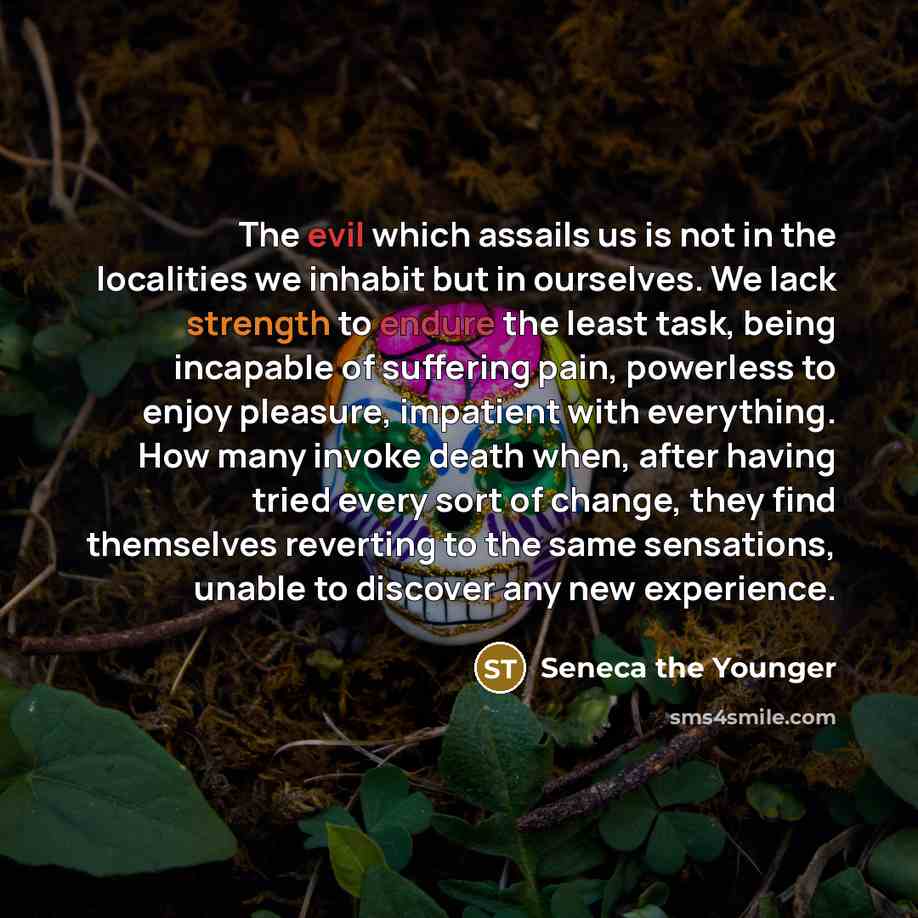 “The evil which assails us is not in the localities…” quote by Seneca the Younger