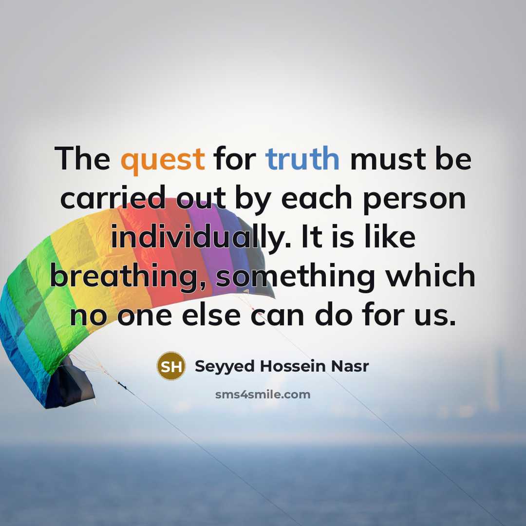 “The quest for truth must be carried out by each…” quote by Seyyed Hossein Nasr