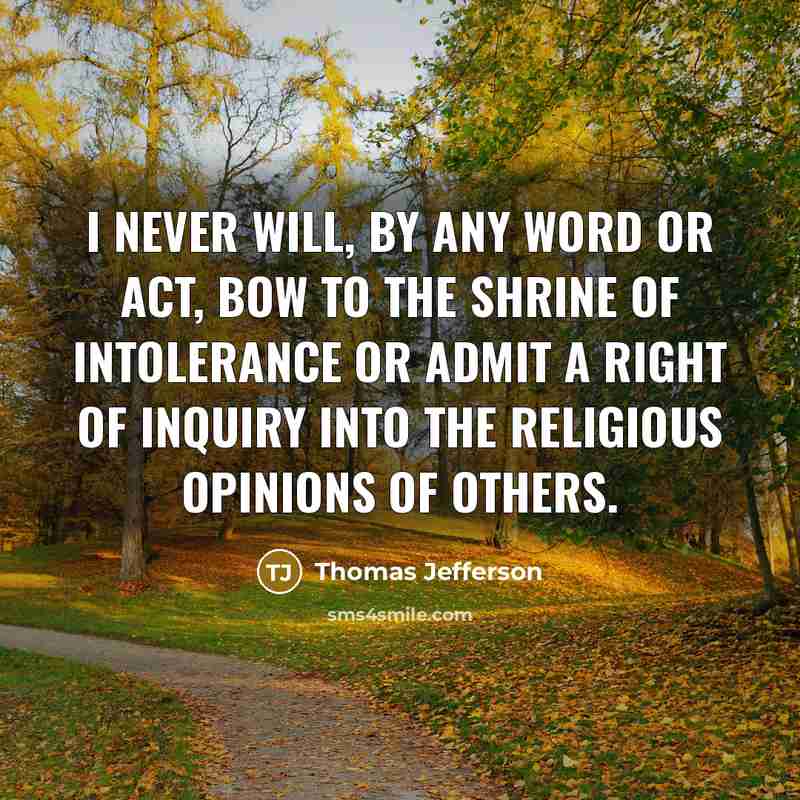 “I never will, by any word or act, bow to…” quote by Thomas Jefferson