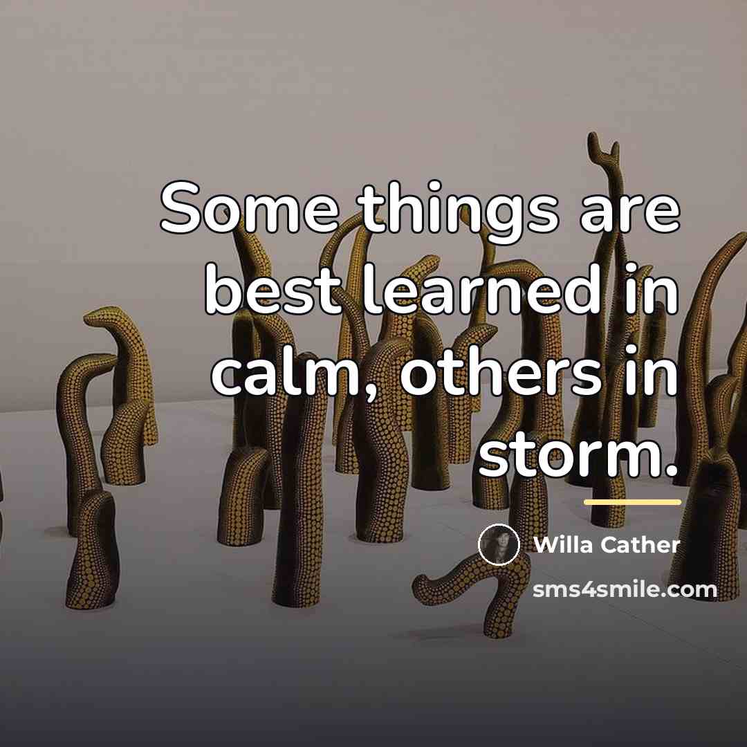 “Some things are best learned in calm, others in storm.…” quote by Willa Cather