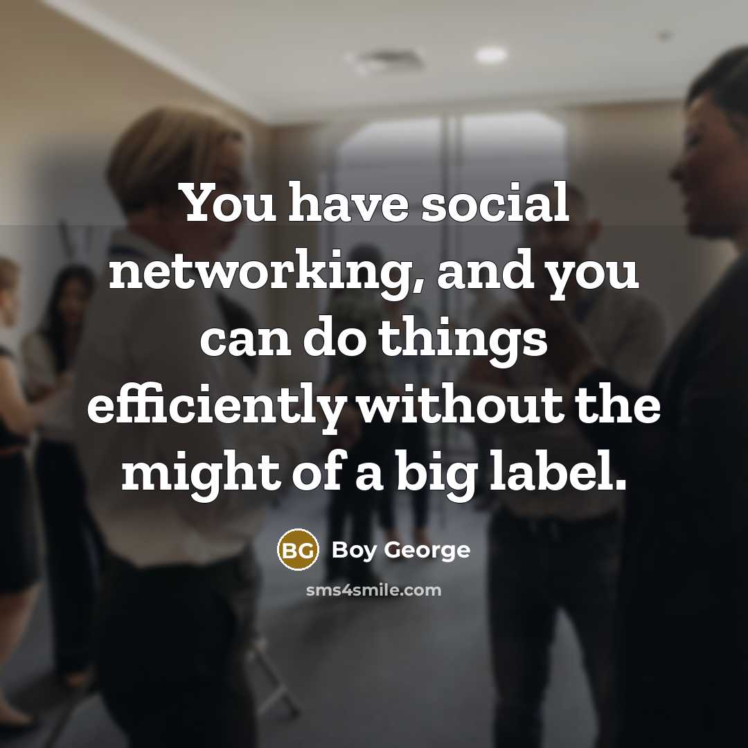 “You have social networking, and you can do things efficiently…” quote by Boy George