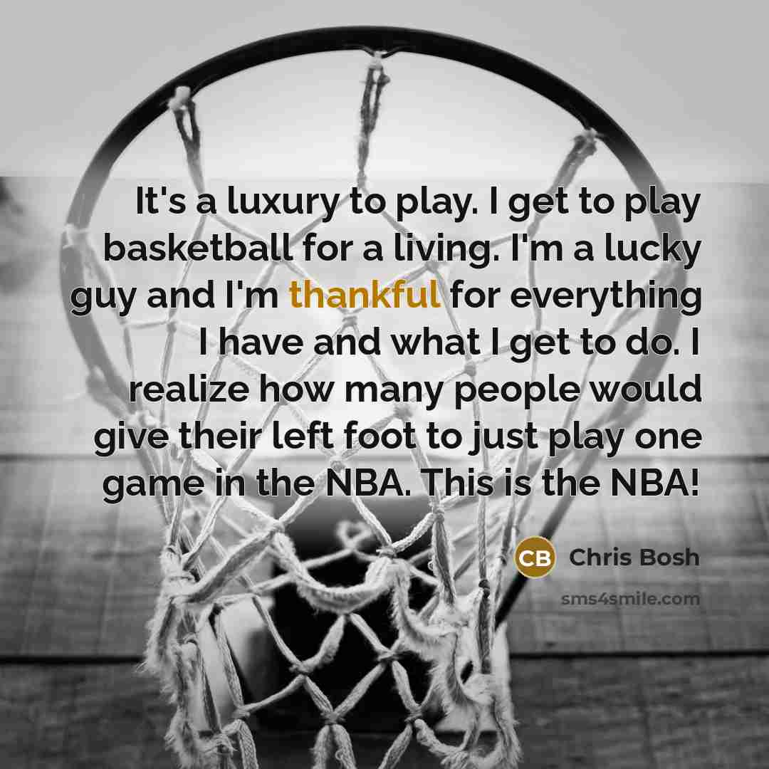“It's a luxury to play. I get to play basketball…” quote by Chris Bosh