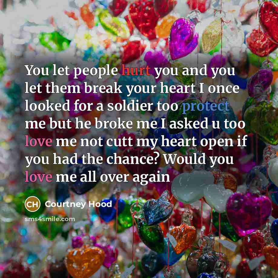 “You let people hurt you and you let them break…” quote by Courtney Hood