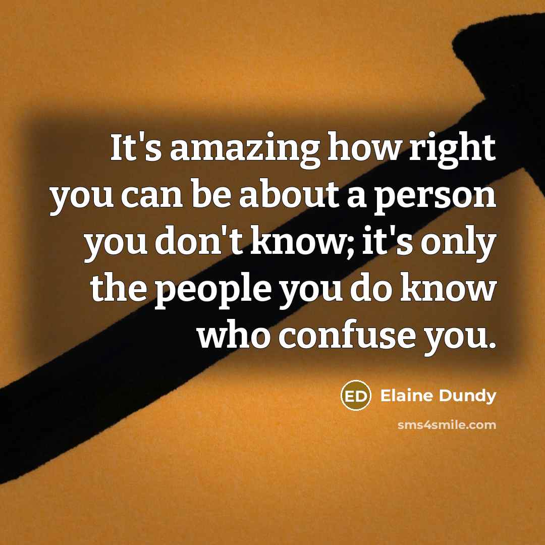“It's amazing how right you can be about a person you don't know; it's only the people you do know who confuse you.” quote by Elaine Dundy