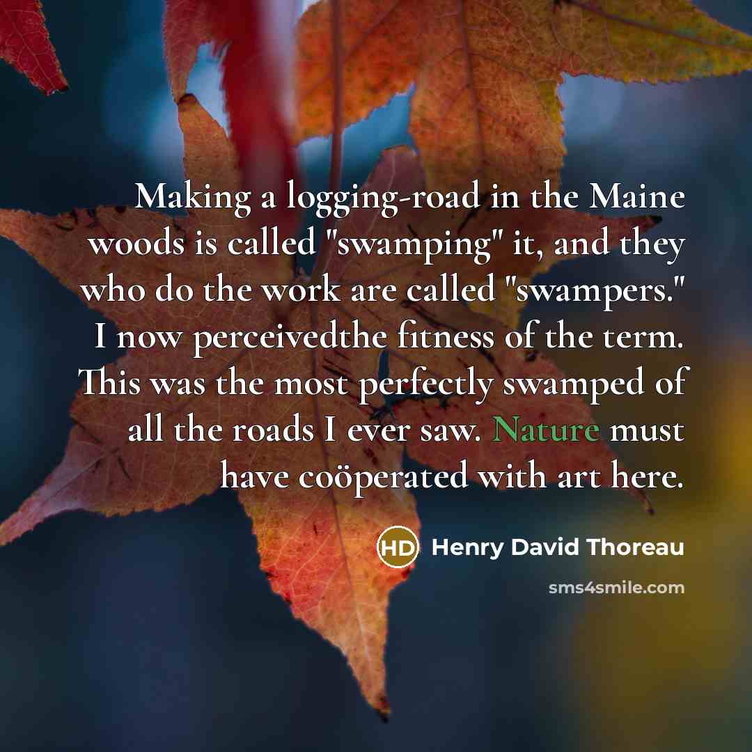 “Making a logging-road in the Maine woods is called "swamping"…” quote by Henry David Thoreau