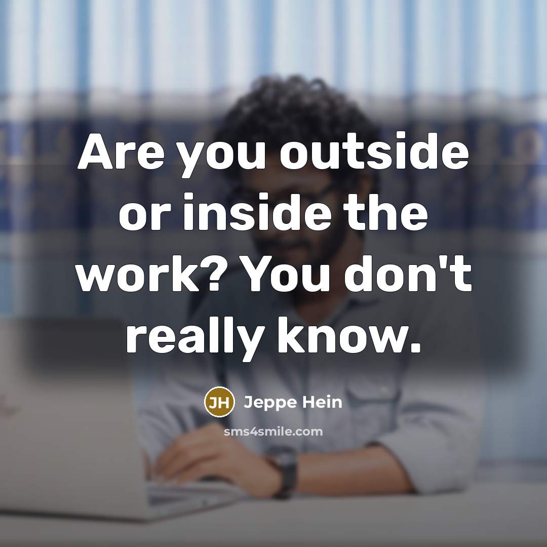 “Are you outside or inside the work­? You don't really…” quote by Jeppe Hein