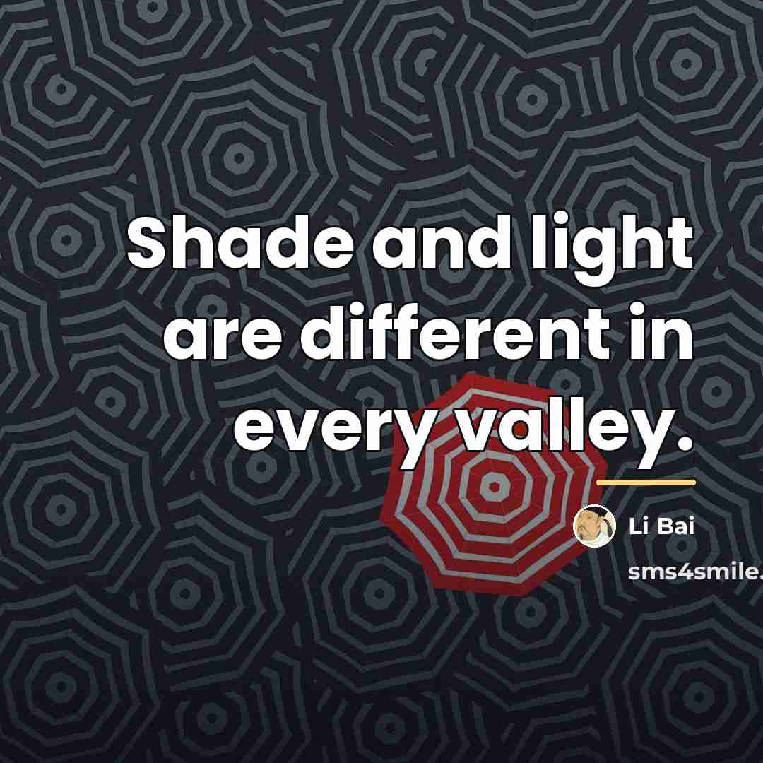 “Shade and light are different in every valley.…” quote by Li Bai