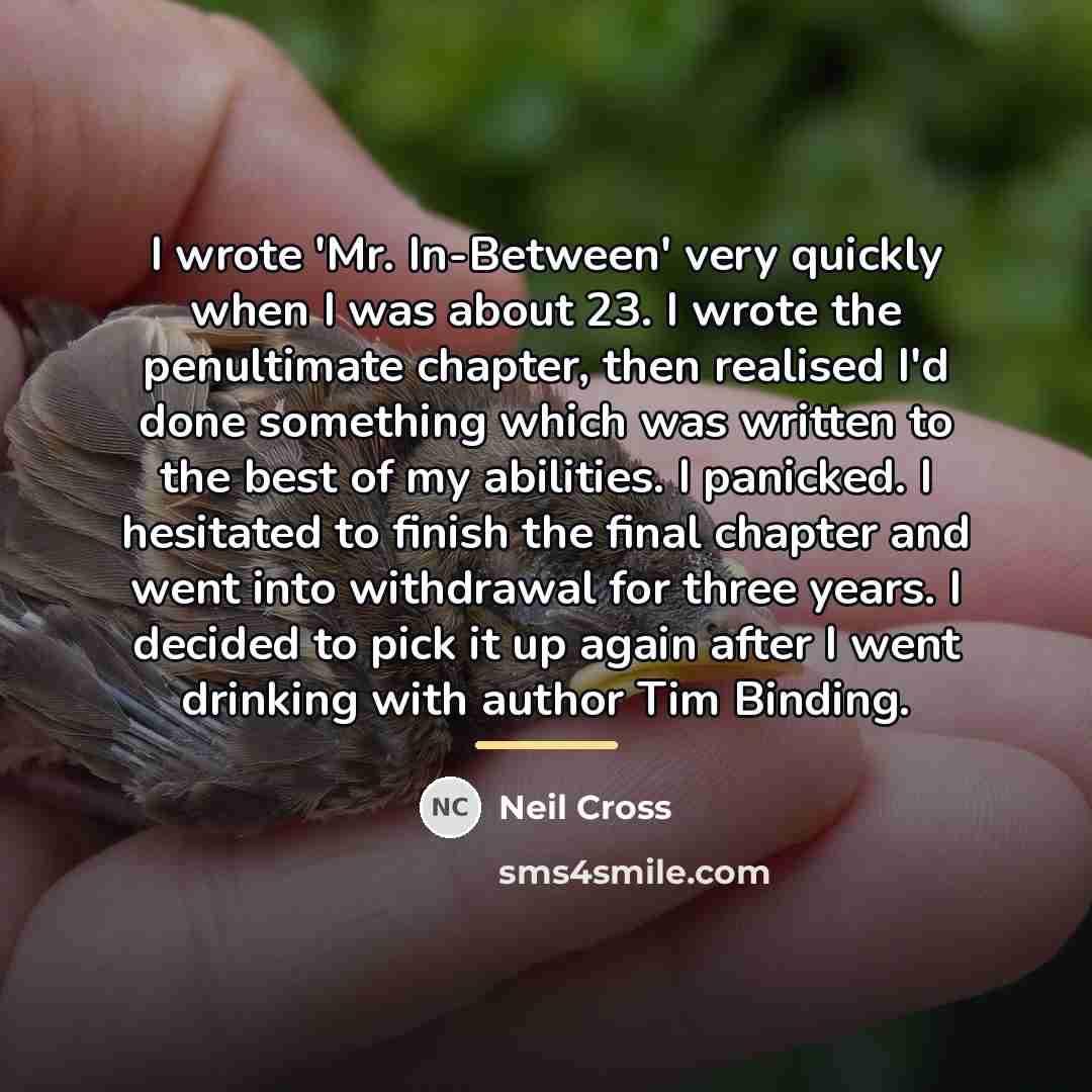 “I wrote 'Mr. In-Between' very quickly when I was about…” quote by Neil Cross