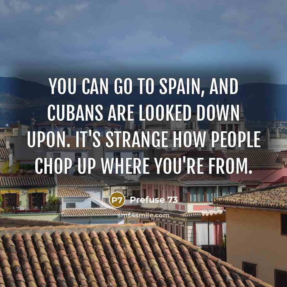 “You can go to Spain, and Cubans are looked down…” quote by Prefuse 73
