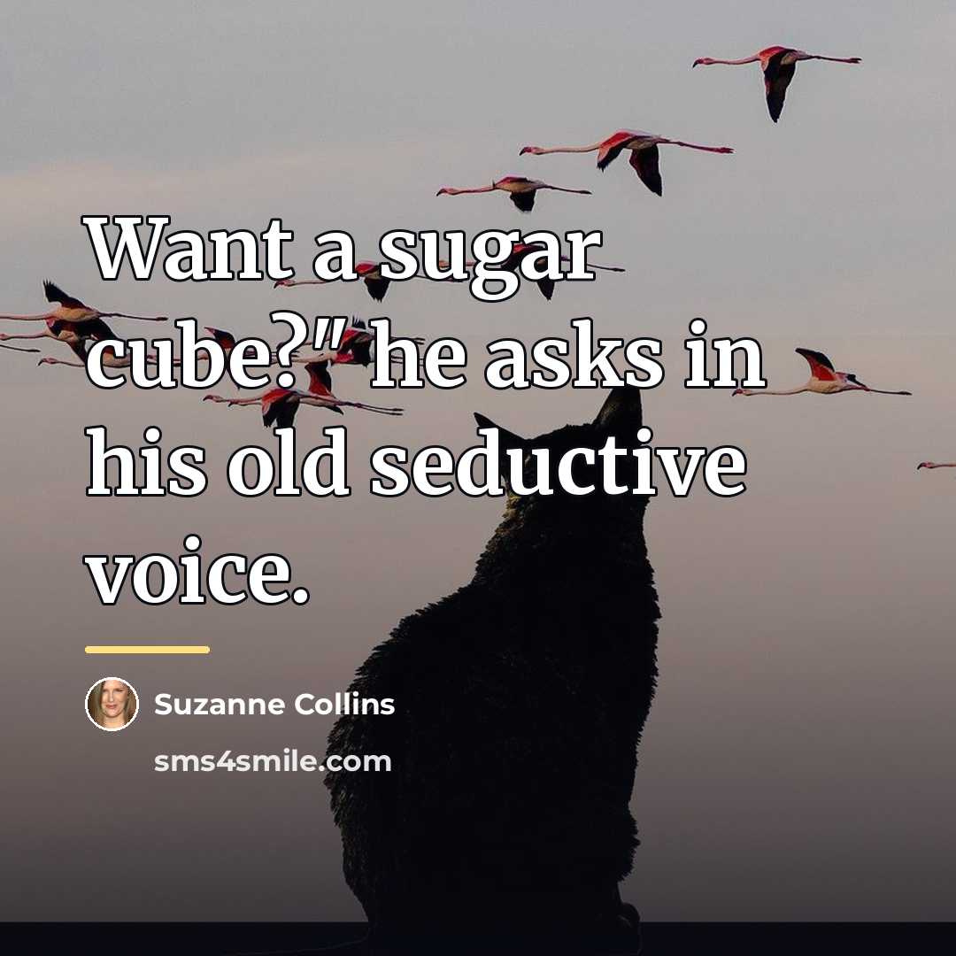 “Want a sugar cube?" he asks in his old seductive…” quote by Suzanne Collins