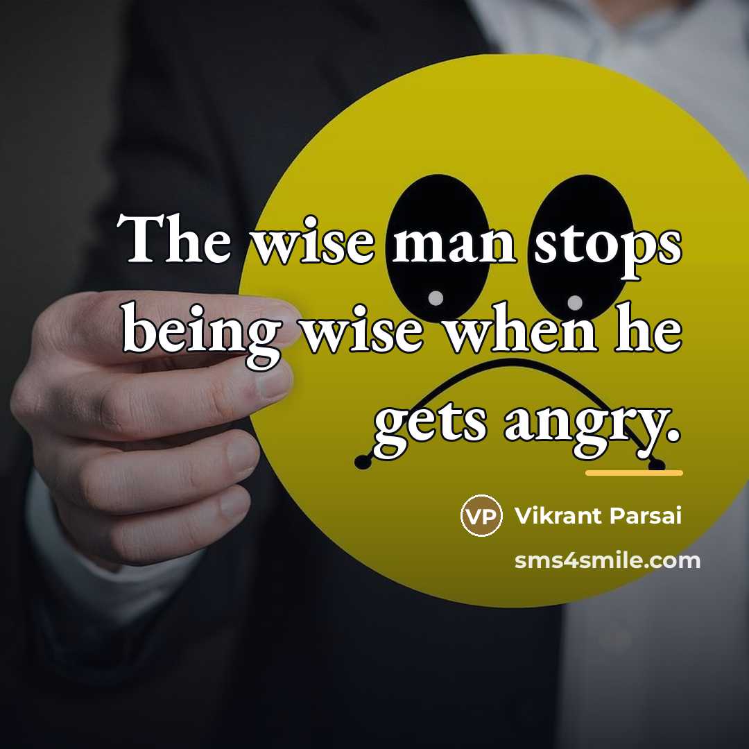 “The wise man stops being wise when he gets angry.…” quote by Vikrant Parsai