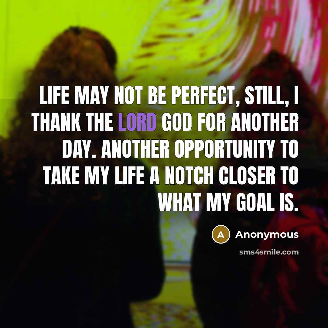 “Life may not be perfect, still, I thank the Lord…” quote by Anonymous