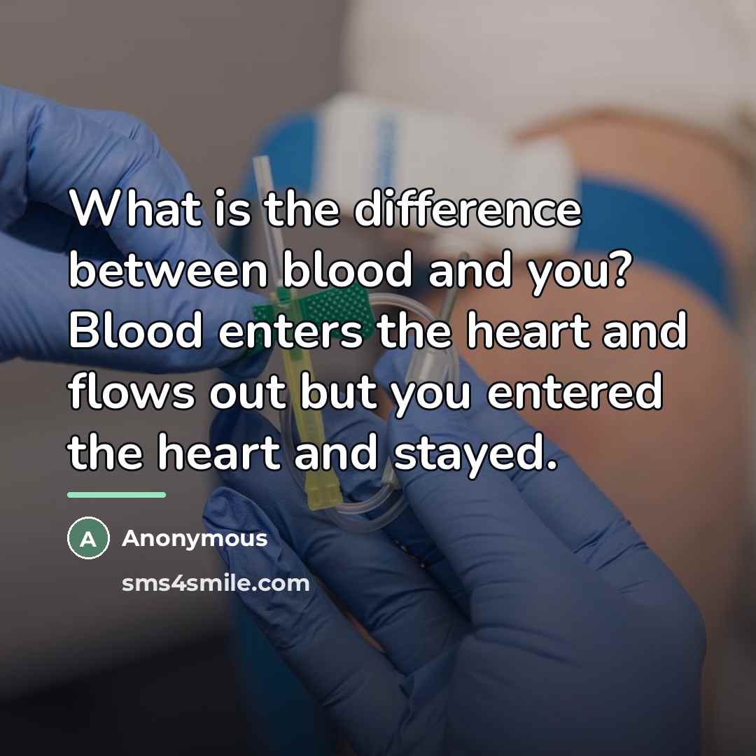 “What is the difference between blood and you? Blood enters…” quote by Anonymous