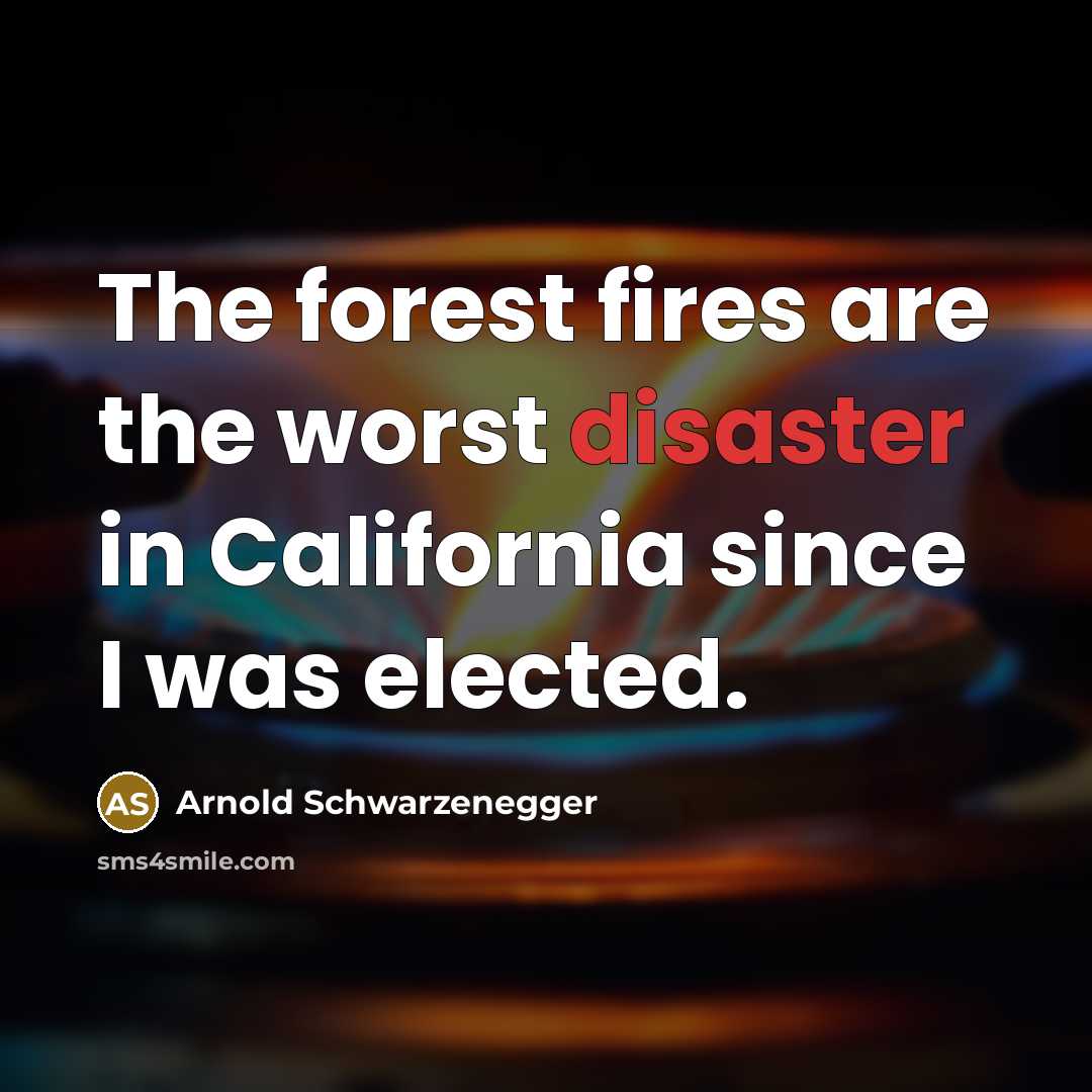“The forest fires are the worst disaster in California since…” quote by Arnold Schwarzenegger