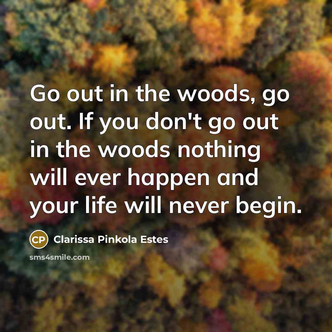 “Go out in the woods, go out. If you don't…” quote by Clarissa Pinkola Estes