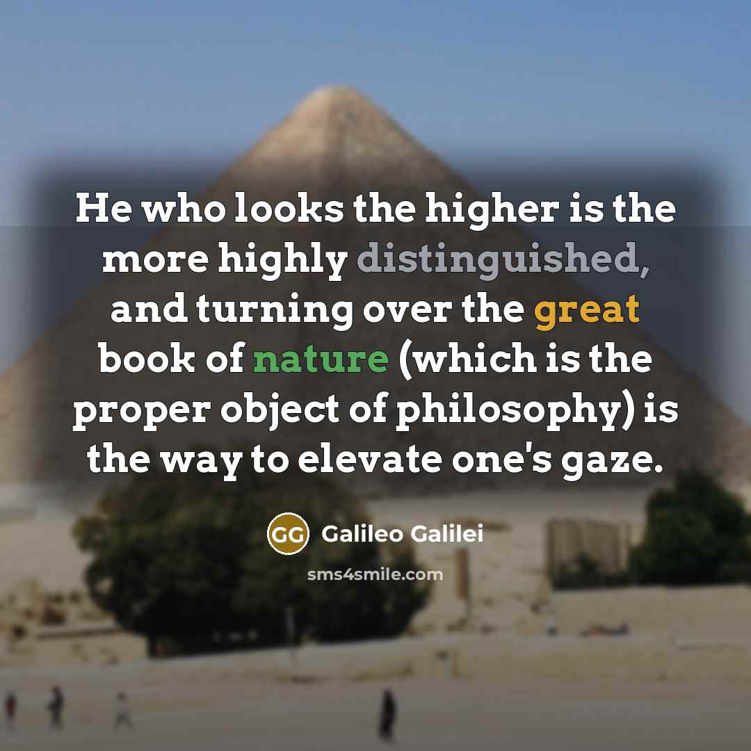 “He who looks the higher is the more highly distinguished,…” quote by Galileo Galilei