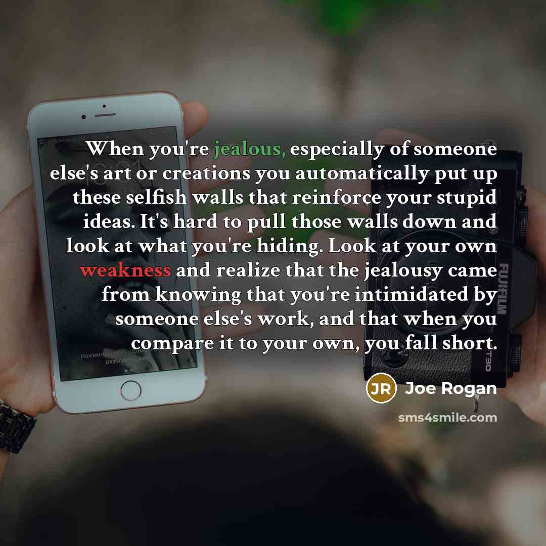 “When you're jealous, especially of someone else's art or creations…” quote by Joe Rogan