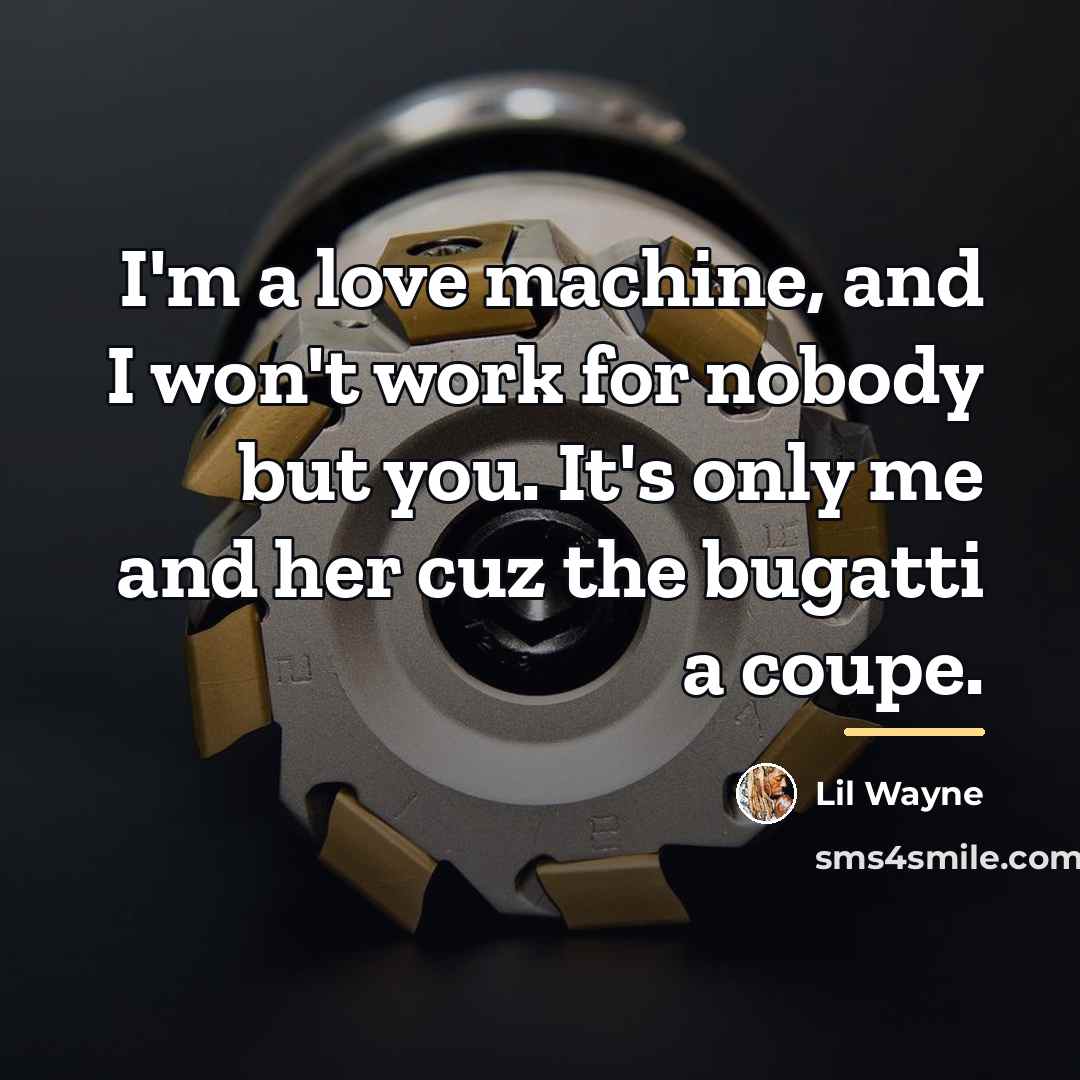 “I'm a love machine, and I won't work for nobody…” quote by Lil Wayne