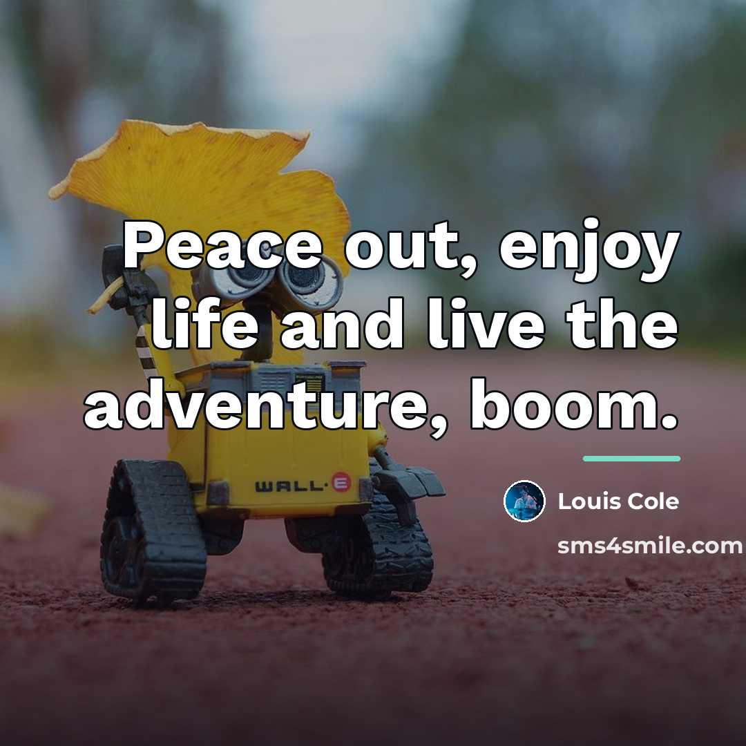 “Peace out, enjoy life and live the adventure, boom.…” quote by Louis Cole