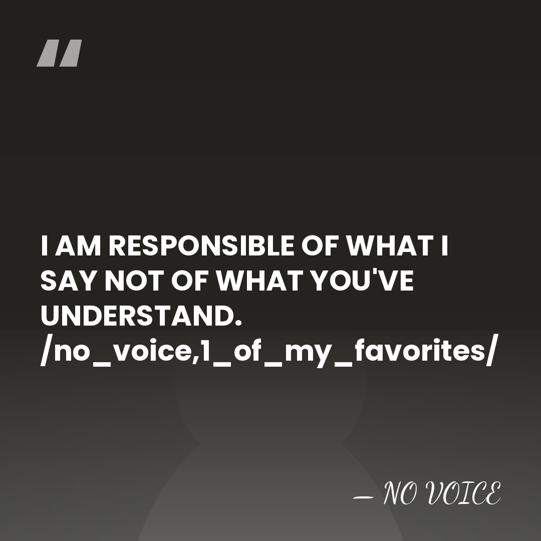 I AM RESPONSIBLE OF WHAT I SAY NOT OF WHAT YOU'VE UNDERSTAND.&hellip; - NO VOICE