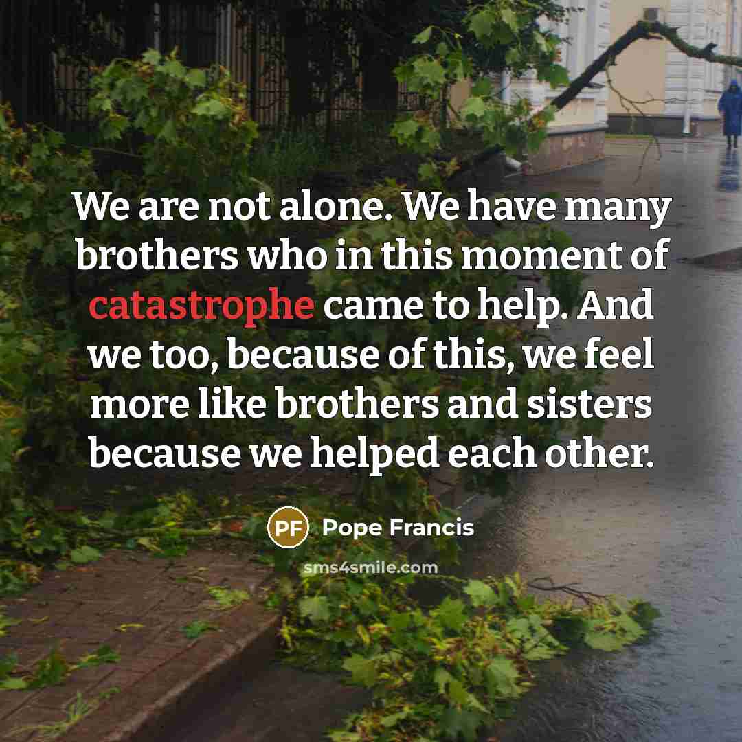“We are not alone. We have many brothers who in…” quote by Pope Francis