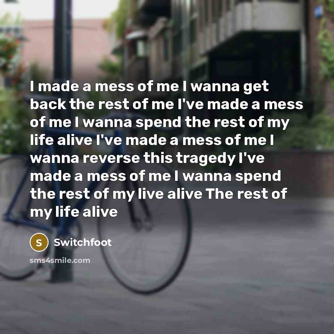 “I made a mess of me I wanna get back…” quote by Switchfoot