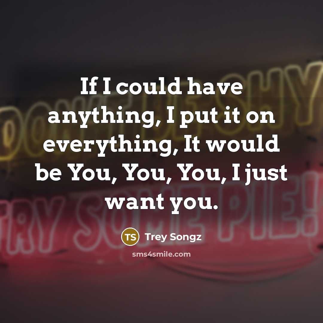 “If I could have anything, I put it on everything, It would be You, You, You, I just want you.” quote by Trey Songz