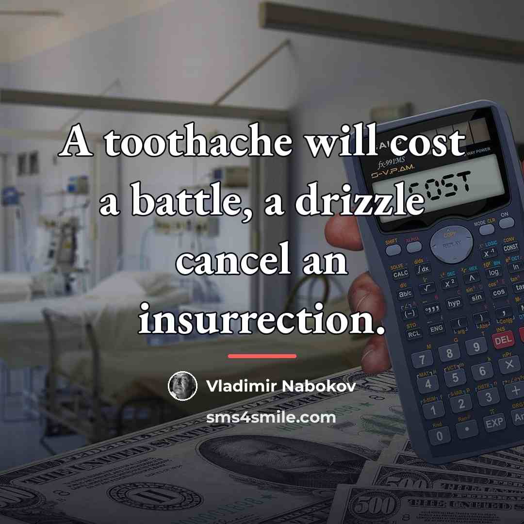 “A toothache will cost a battle, a drizzle cancel an…” quote by Vladimir Nabokov