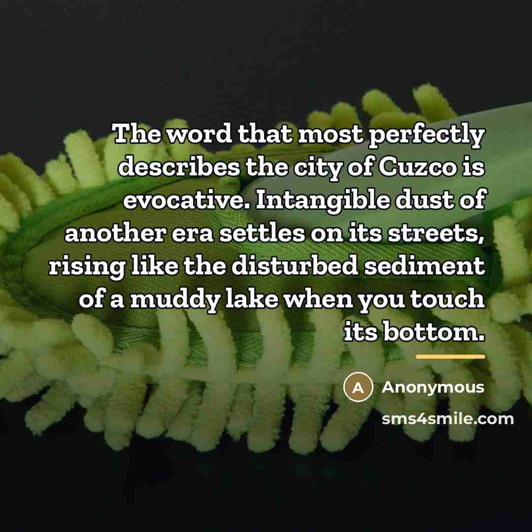 “The word that most perfectly describes the city of Cuzco…” quote by Anonymous