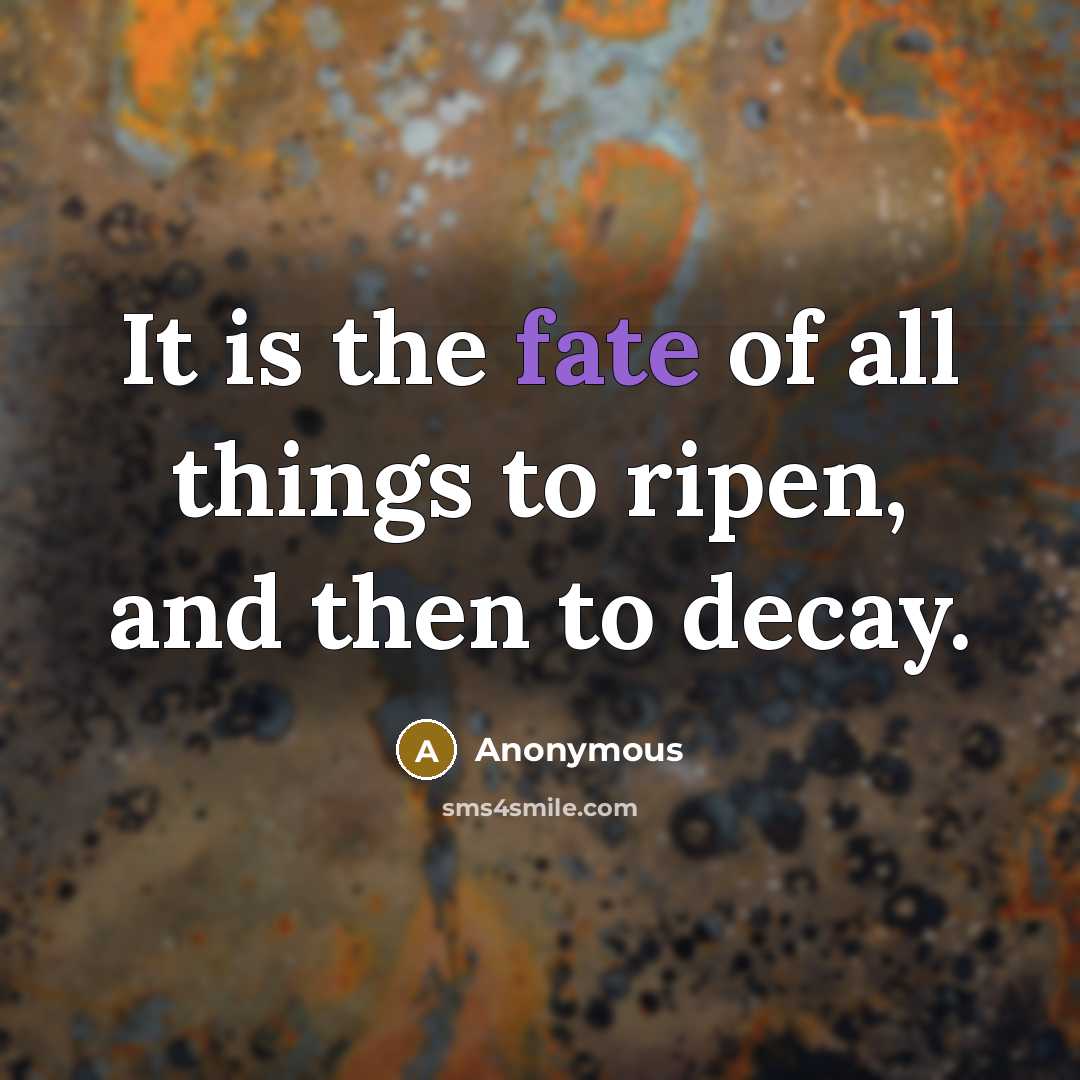 “It is the fate of all things to ripen, and…” quote by Anonymous