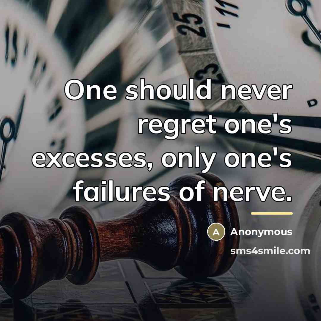 “One should never regret one's excesses, only one's failures of…” quote by Anonymous