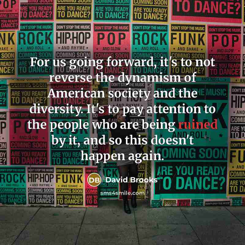 “For us going forward, it's to not reverse the dynamism…” quote by David Brooks
