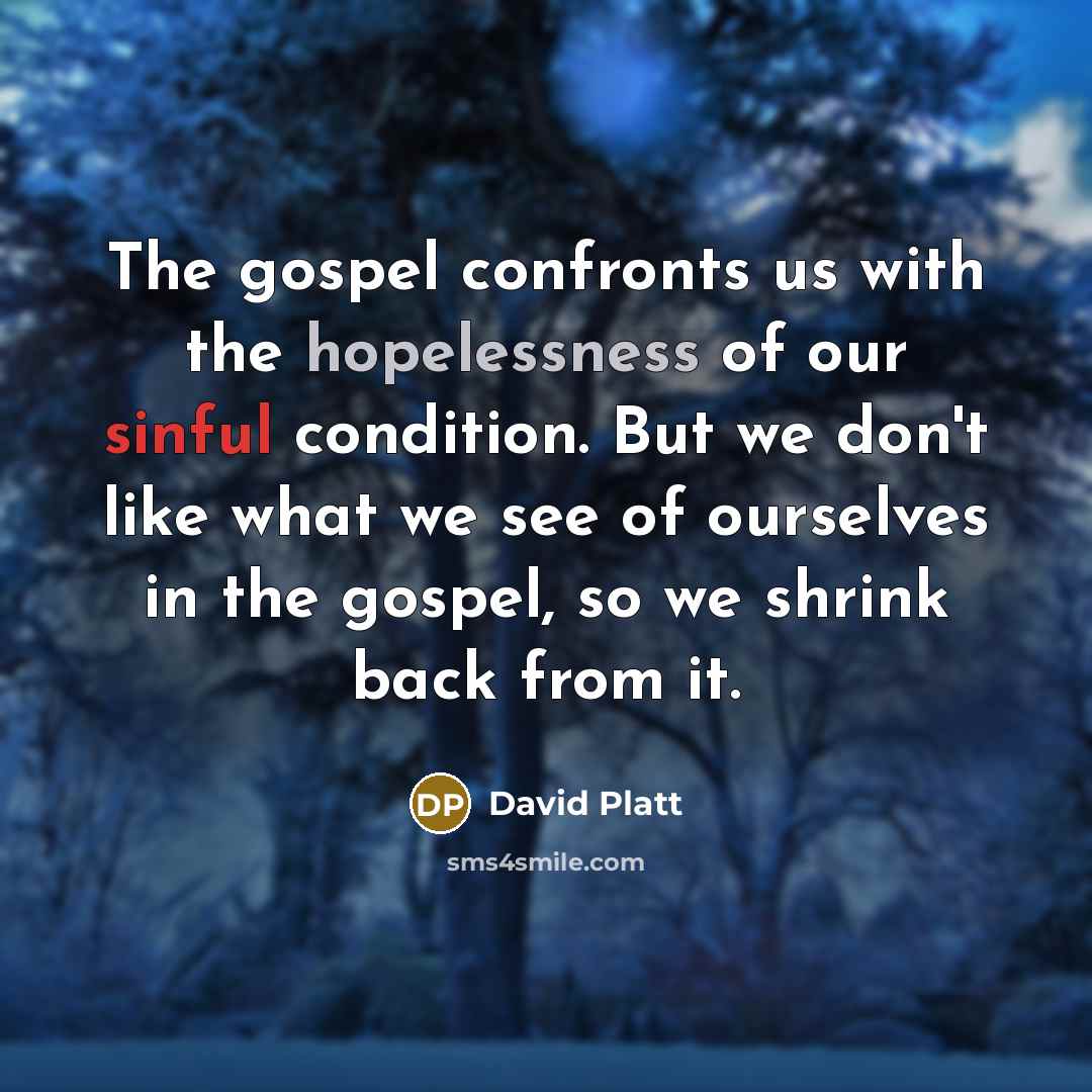 “The gospel confronts us with the hopelessness of our sinful…” quote by David Platt