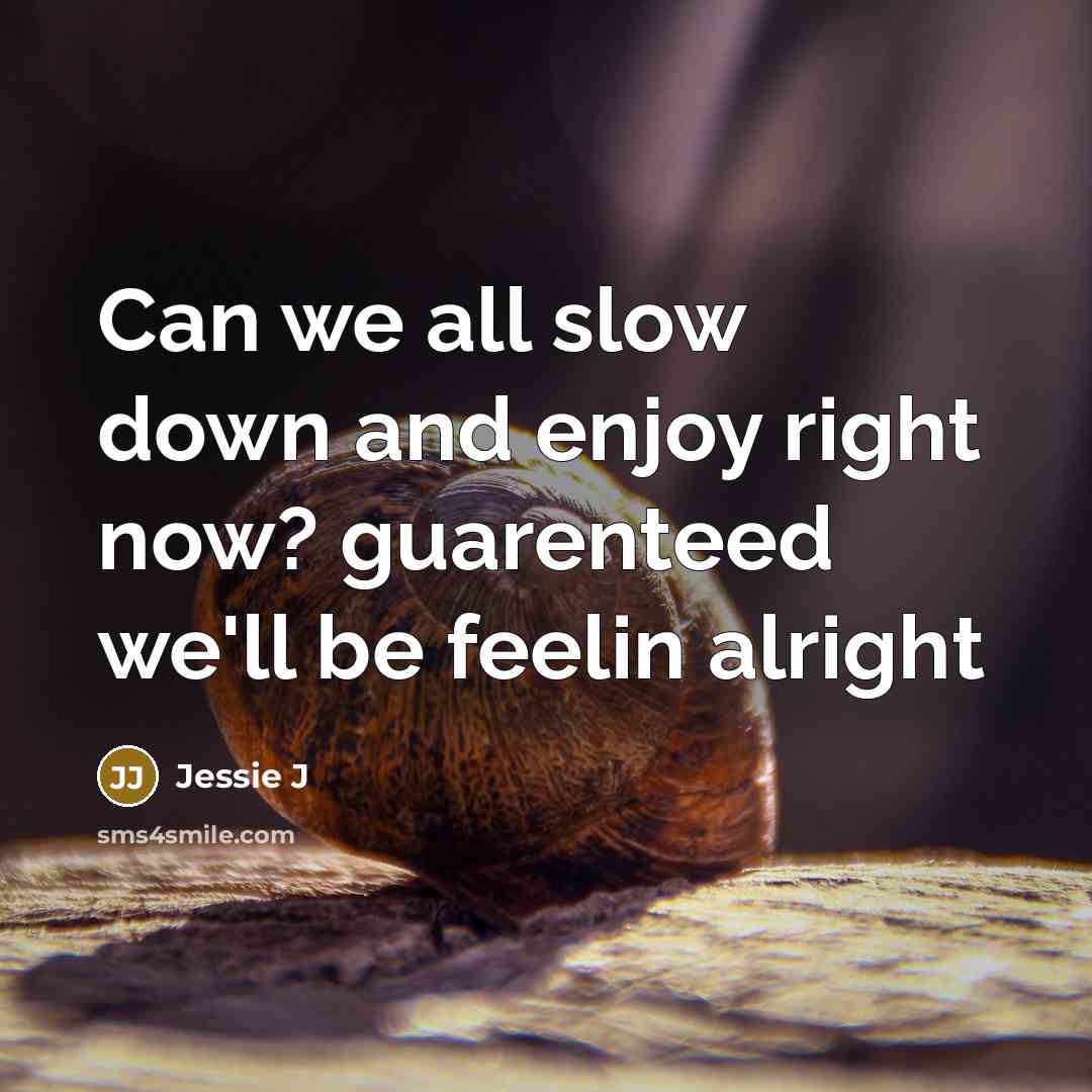“Can we all slow down and enjoy right now? guarenteed…” quote by Jessie J