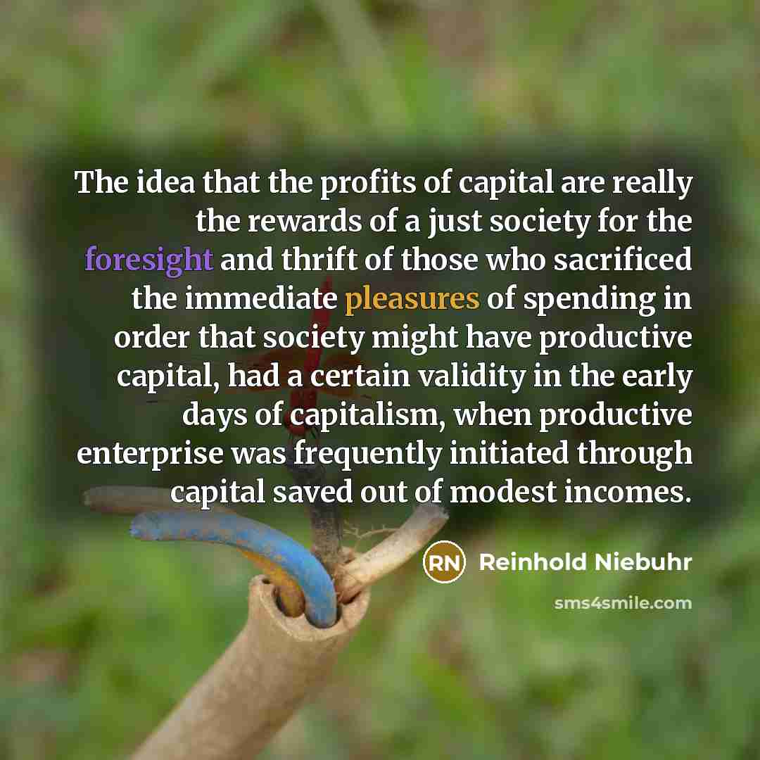 “The idea that the profits of capital are really the…” quote by Reinhold Niebuhr