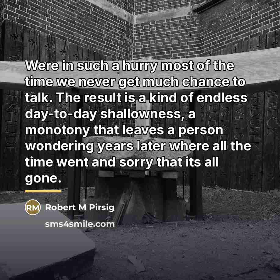 “Were in such a hurry most of the time we…” quote by Robert M Pirsig