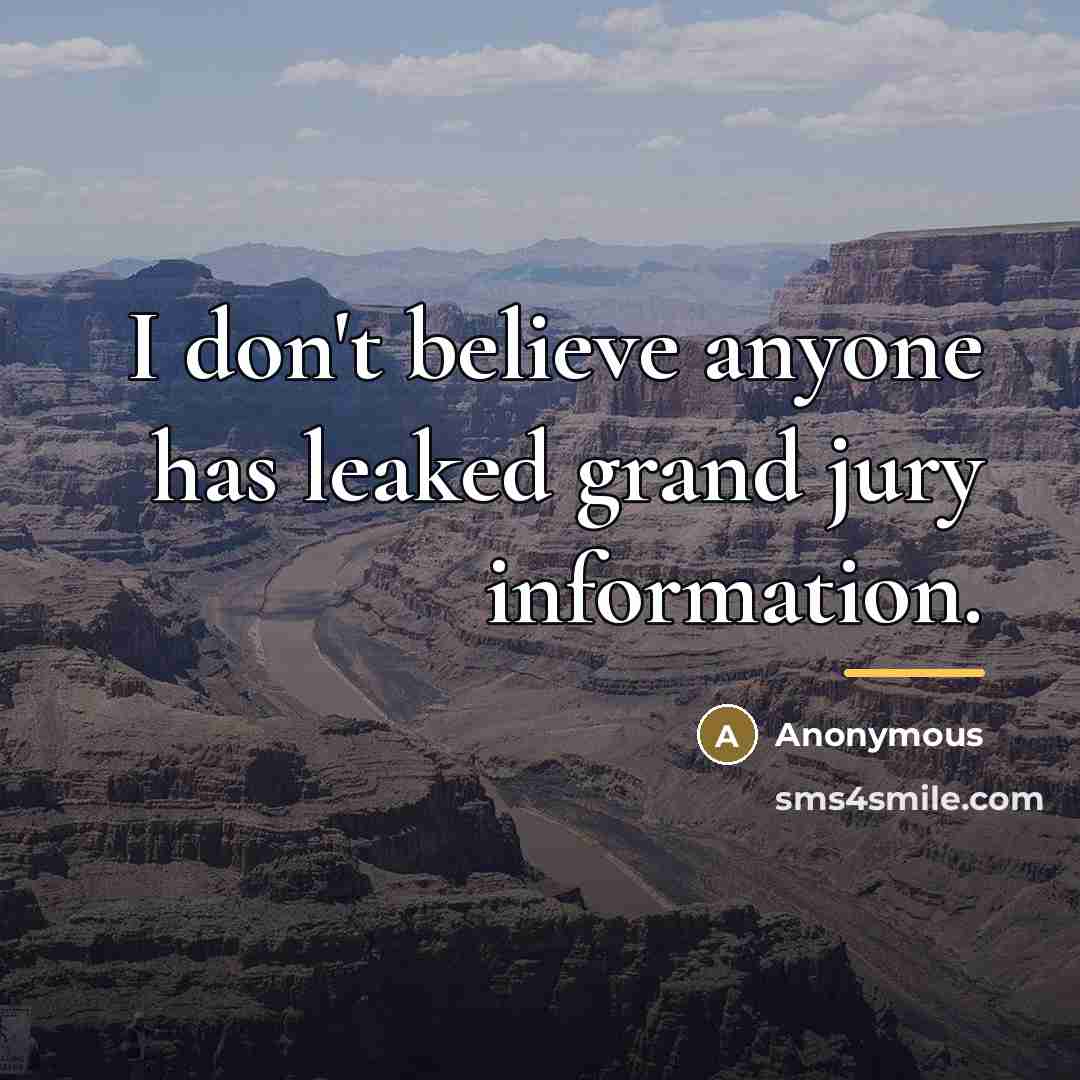 “I don't believe anyone has leaked grand jury information.…” quote by Anonymous