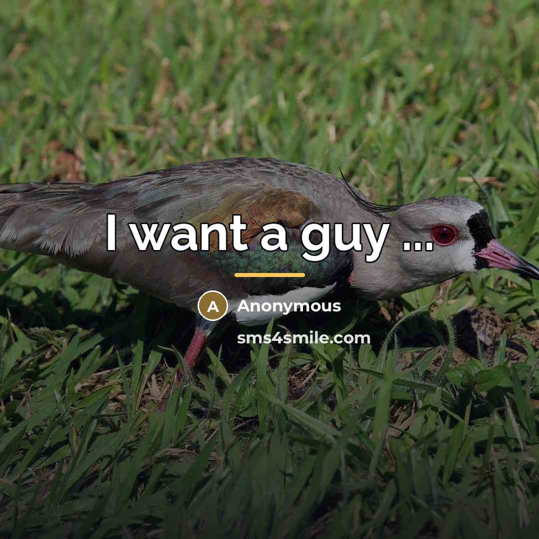 “I want a guy ...…” quote by Anonymous