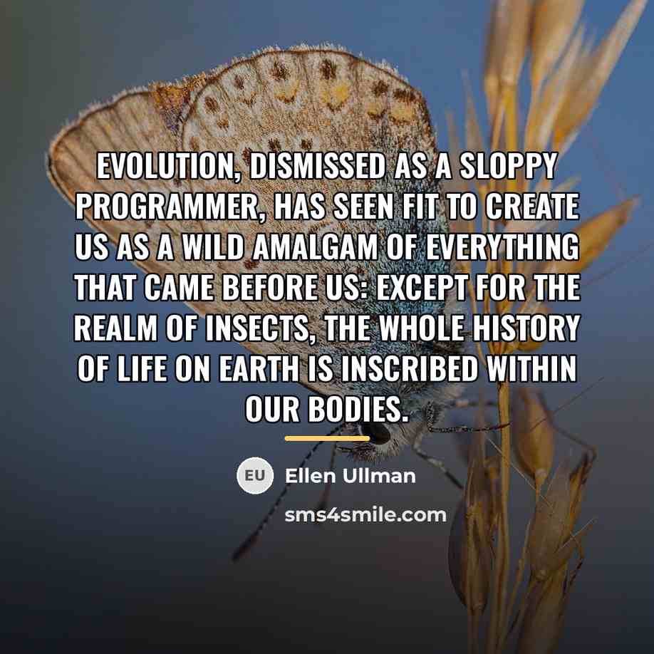 “Evolution, dismissed as a sloppy programmer, has seen fit to…” quote by Ellen Ullman