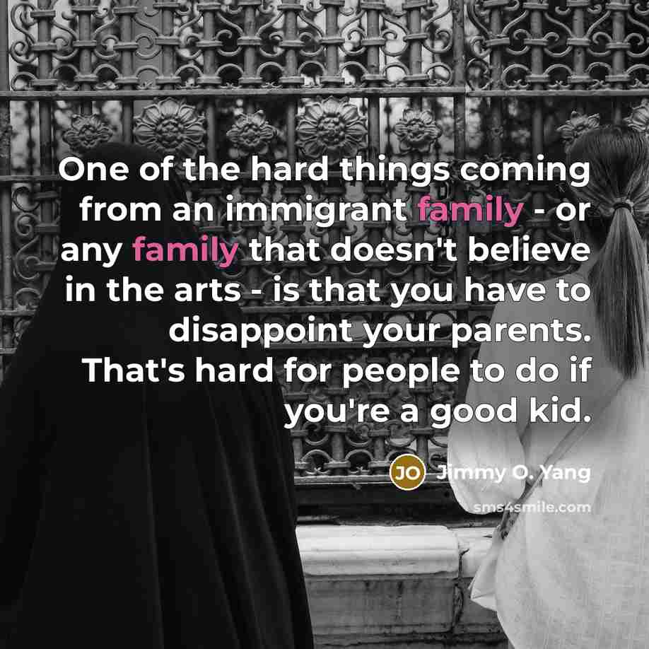 “One of the hard things coming from an immigrant family…” quote by Jimmy O. Yang