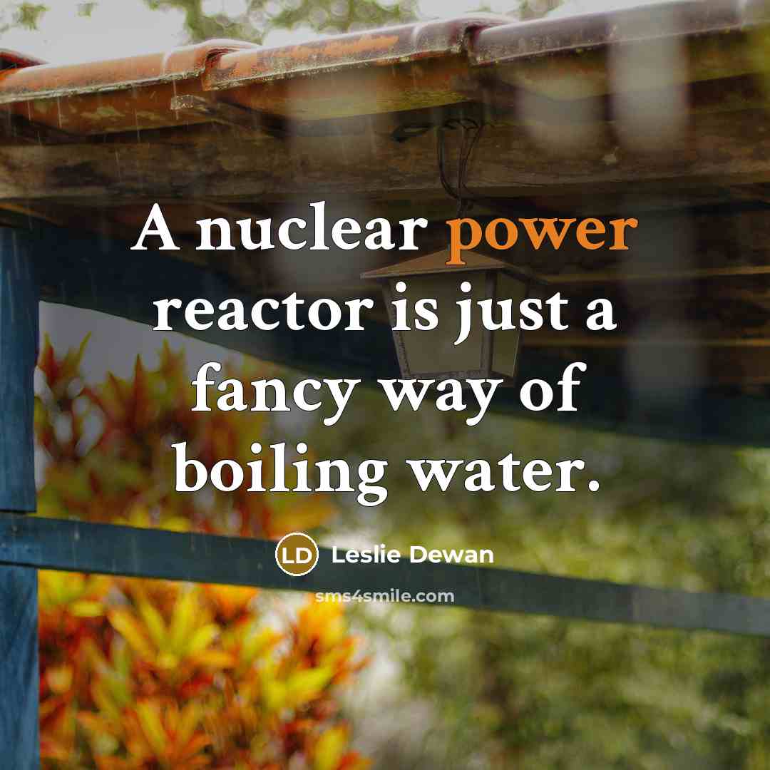 “A nuclear power reactor is just a fancy way of…” quote by Leslie Dewan
