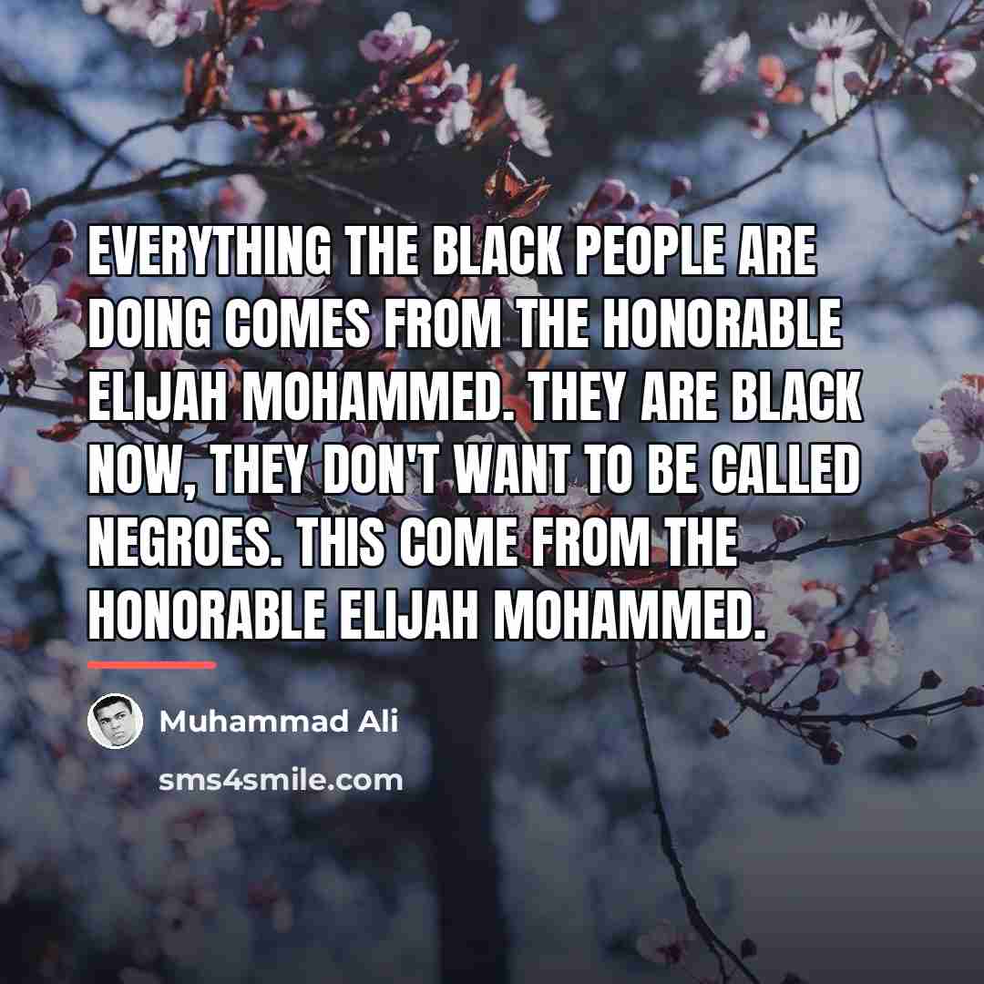 “Everything the black people are doing comes from the Honorable…” quote by Muhammad Ali