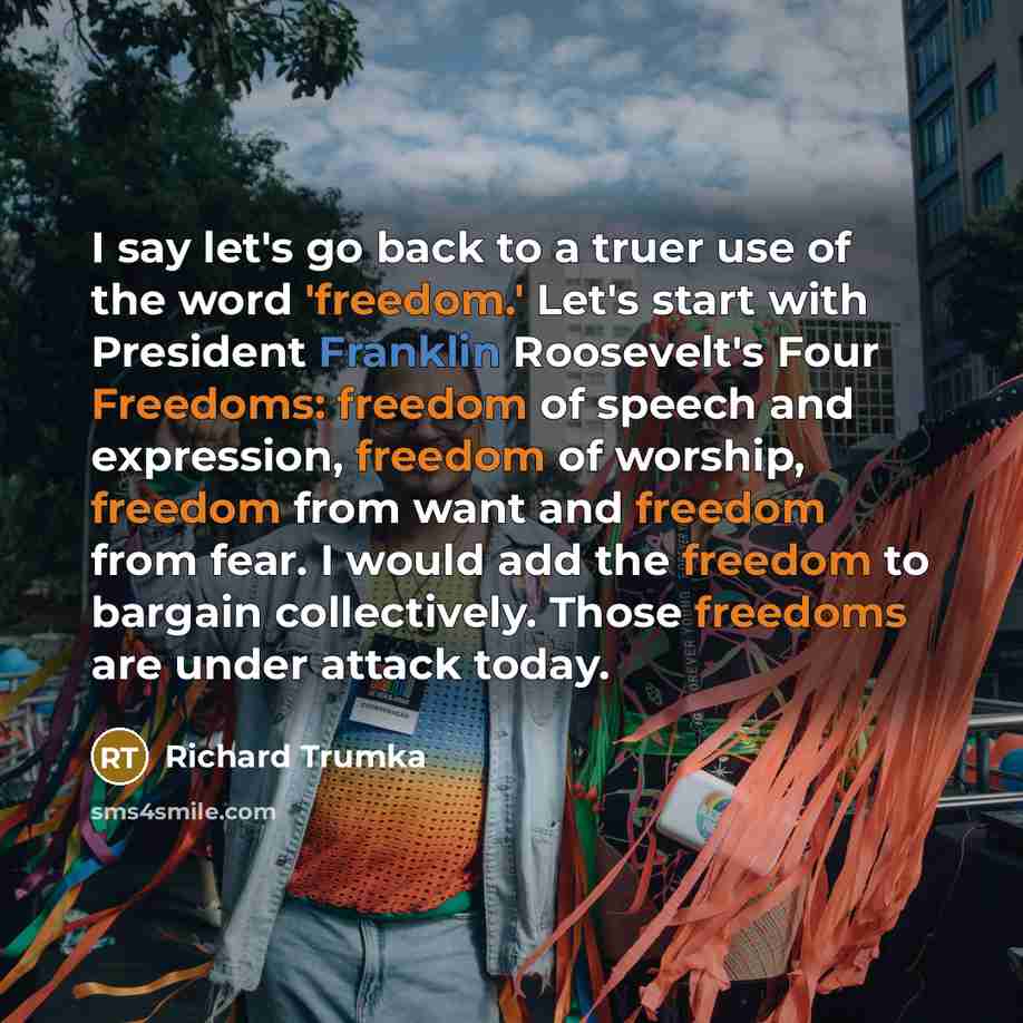 “I say let's go back to a truer use of…” quote by Richard Trumka