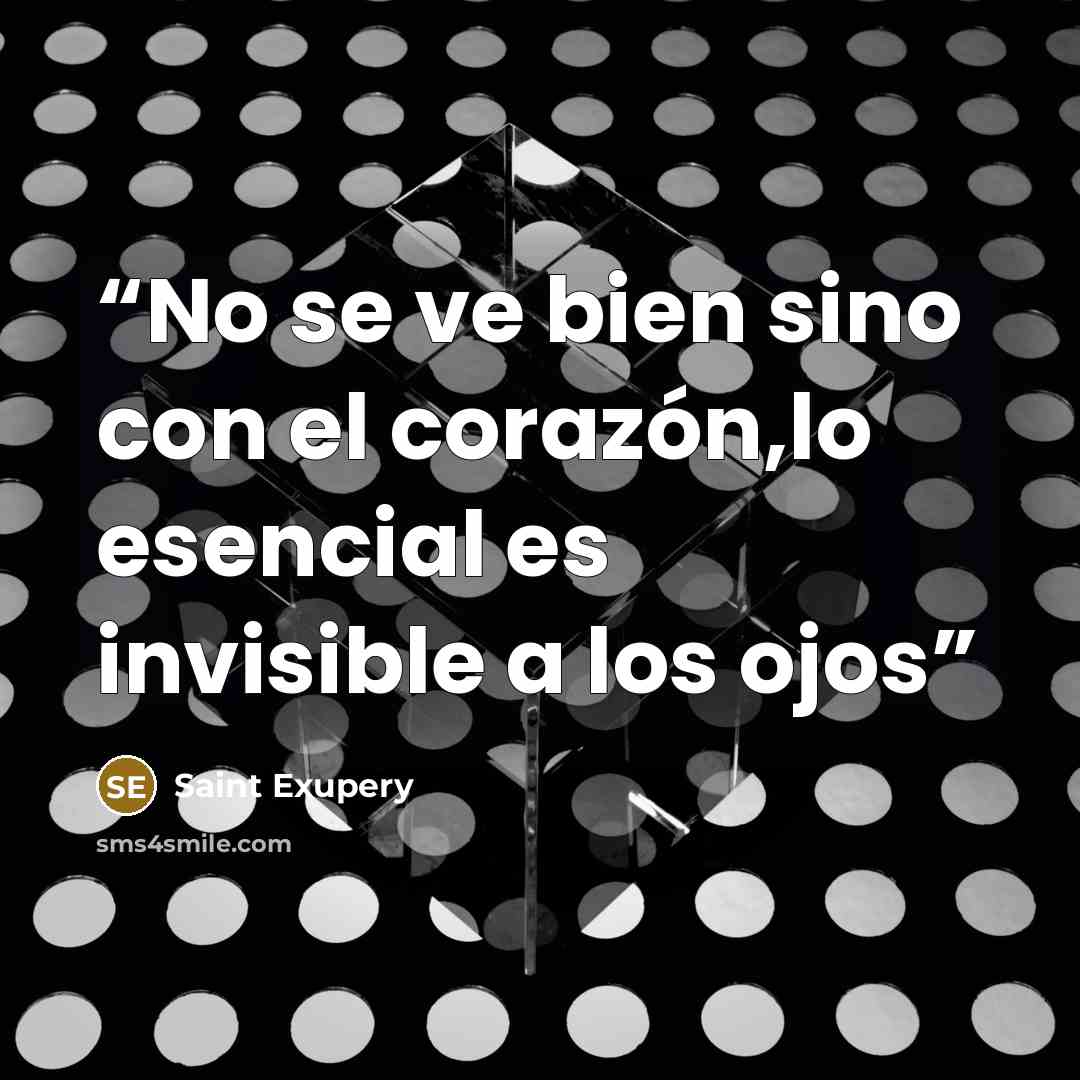“No se ve bien sino con el corazón,lo esencial es invisible a los ojos” quote by Saint Exupery