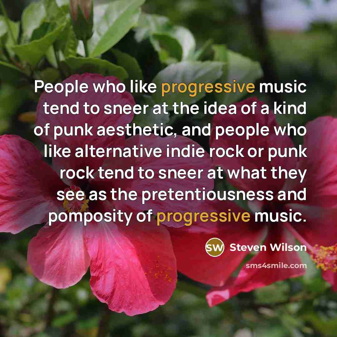 “People who like progressive music tend to sneer at the…” quote by Steven Wilson