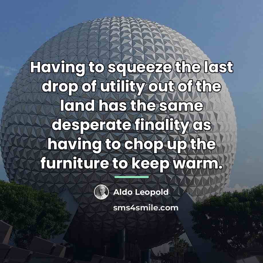 “Having to squeeze the last drop of utility out of…” quote by Aldo Leopold